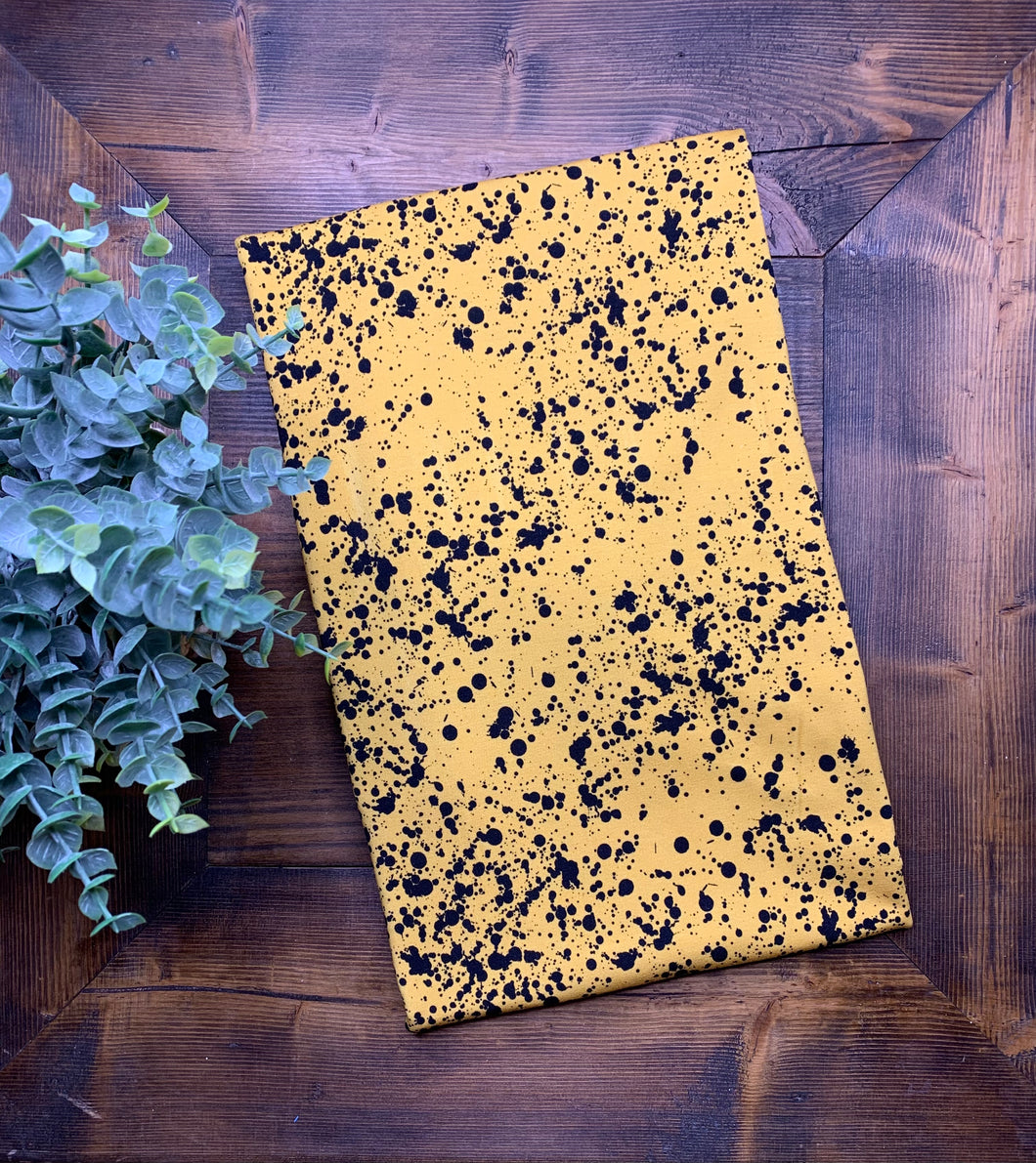 Bamboo Cotton Lycra-Paint Splatter (Yellow/Black)